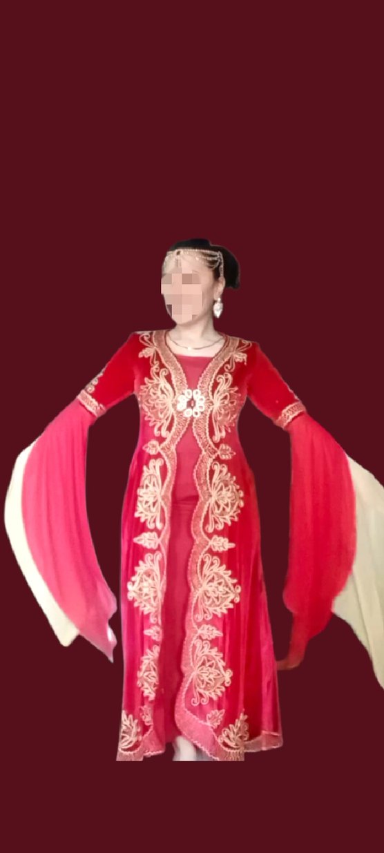 Bordo Boncuk İşlemeli Uzun Kol KINA ELBİSESİ - Görsel 2