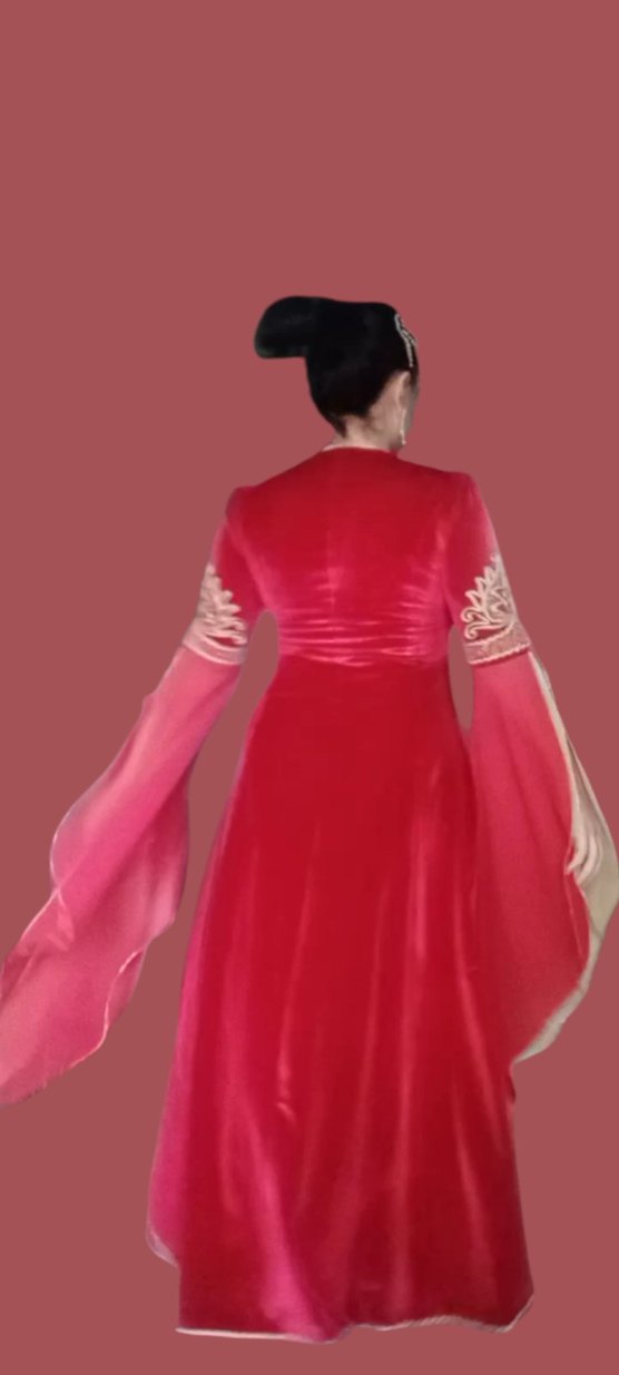 Bordo Boncuk İşlemeli Uzun Kol KINA ELBİSESİ - Görsel 3