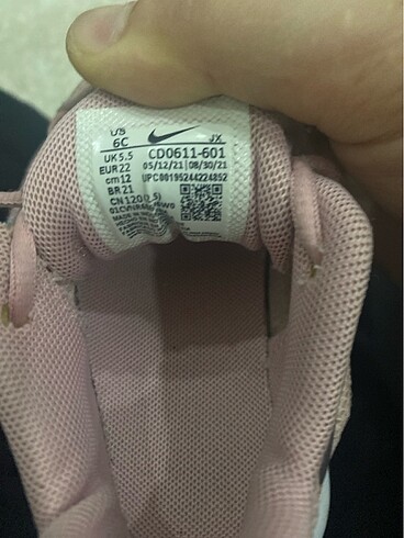 22 Beden pembe Renk Nike kız çocuk ayakkabısı