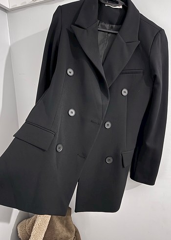 Düğmeli Siyah Kadın Blazer Ceket - Görsel 2