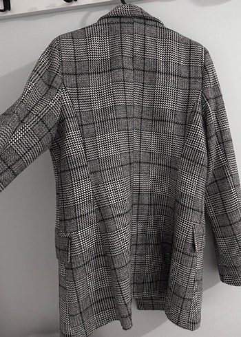 Gri Ekoseli Düğmeli Kadın Ceket - Görsel 2