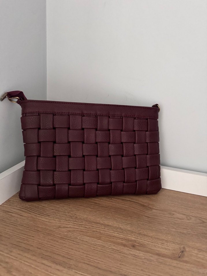 Bordo Deri Kadın Clutch Çanta - Görsel 2