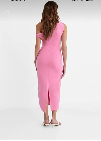 m Beden Stradivarius pembe elbise
