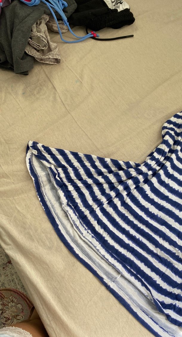 Mavi Bağlama Desenli V Yaka Kolsuz Triko - Görsel 4