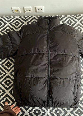 s Beden siyah Renk Erkek Siyah Şişme Polar Mont