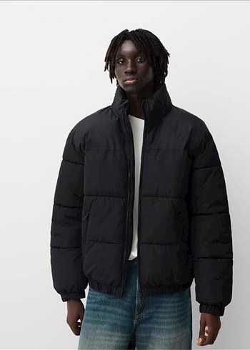 Erkek Siyah Şişme Polar Mont