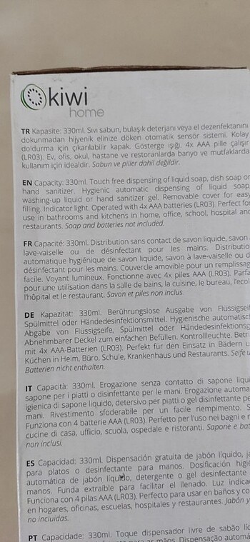 Kiwi Sensörlü sıvı sabunluk