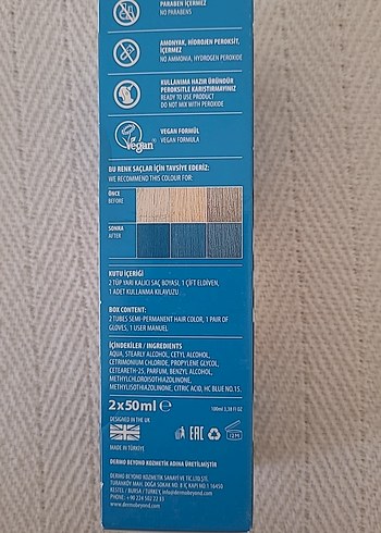 Color Rebel Amonyaksız Parabensiz Saç Boyası Mavi - Görsel 3