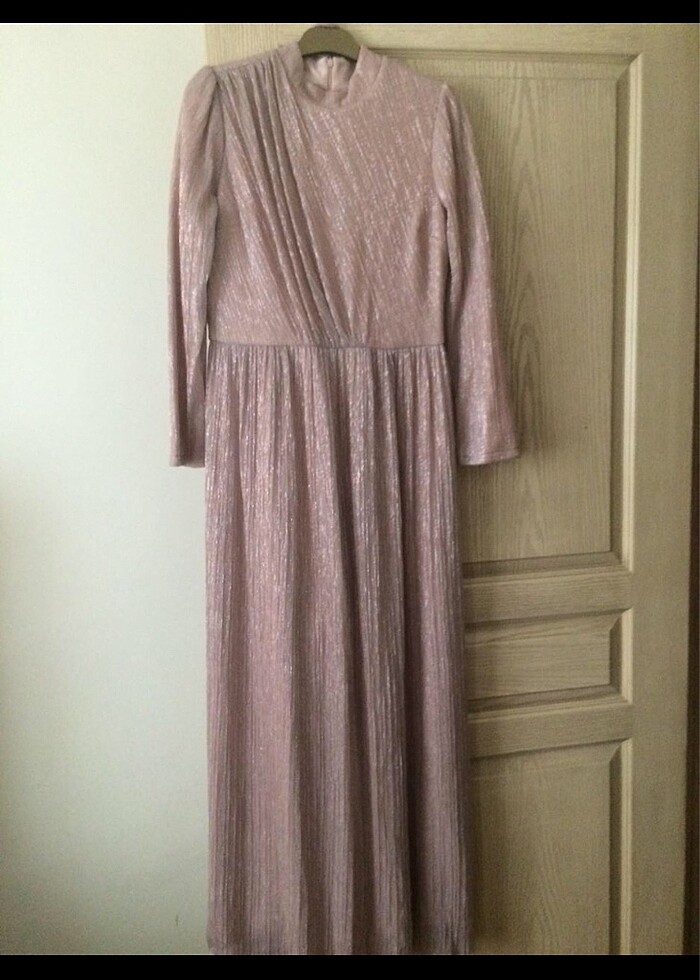 Minel aşk abiye elbise sıfırdır pudra rengi - Görsel 5