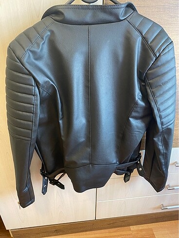 Kadın deri ceket fermuar detaylı - Görsel 5