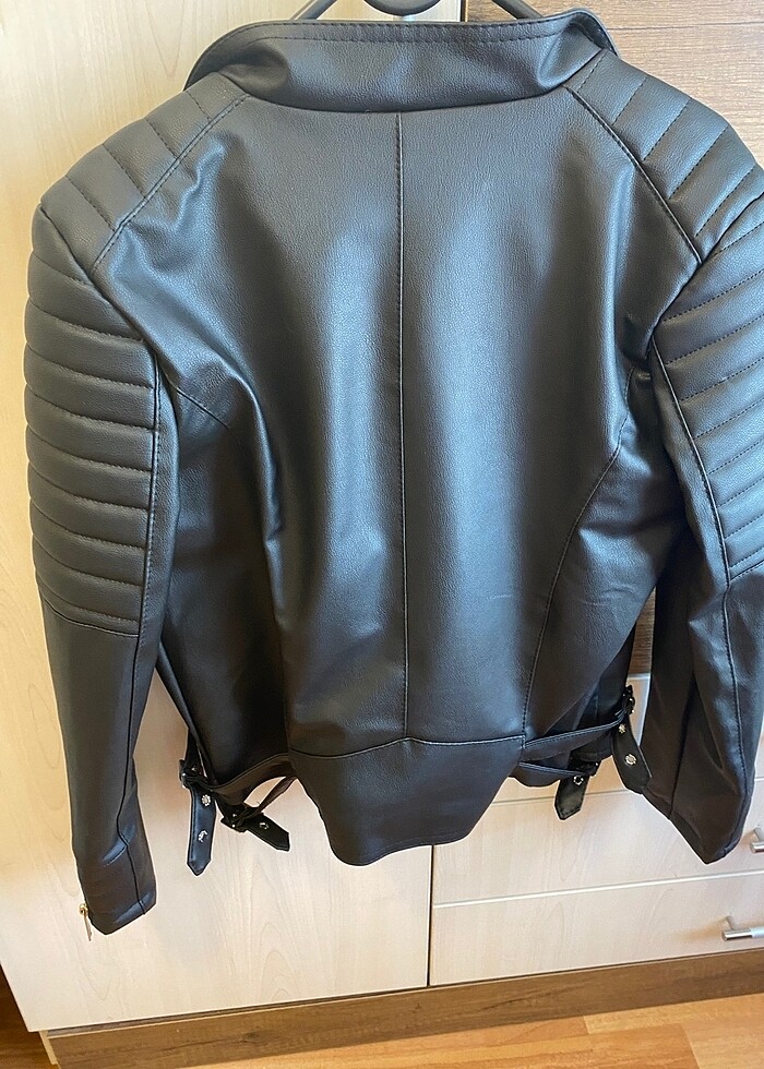 Kadın deri ceket fermuar detaylı - Görsel 5