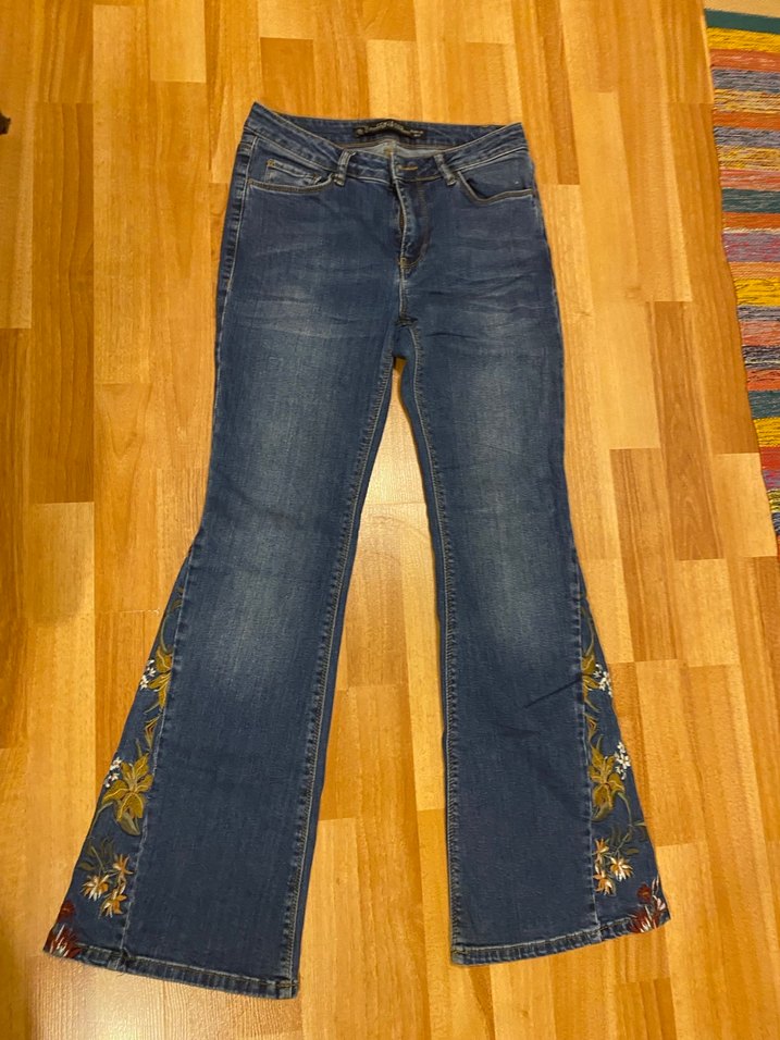 Düğmeli Mavi Kadın Denim Jean - Görsel 3