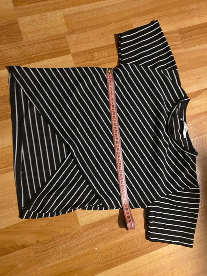 Çizgili Siyah  Tişört esnek kumaş - Görsel 2