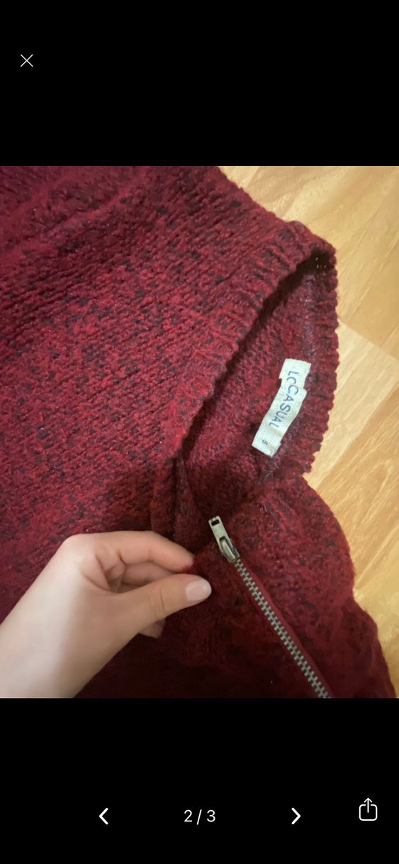 Bordo Kadın Örgü Uzun Kollu Kazak - Görsel 2