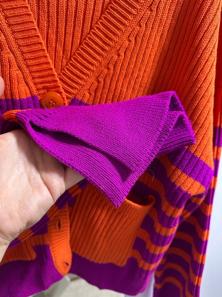 Çizgili Renkli Midi Kadın Hırka - Görsel 2