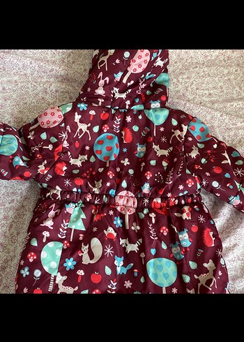 Bordo Baskılı Fermuarlı Bebek mont 2.3 yaş - Görsel 2