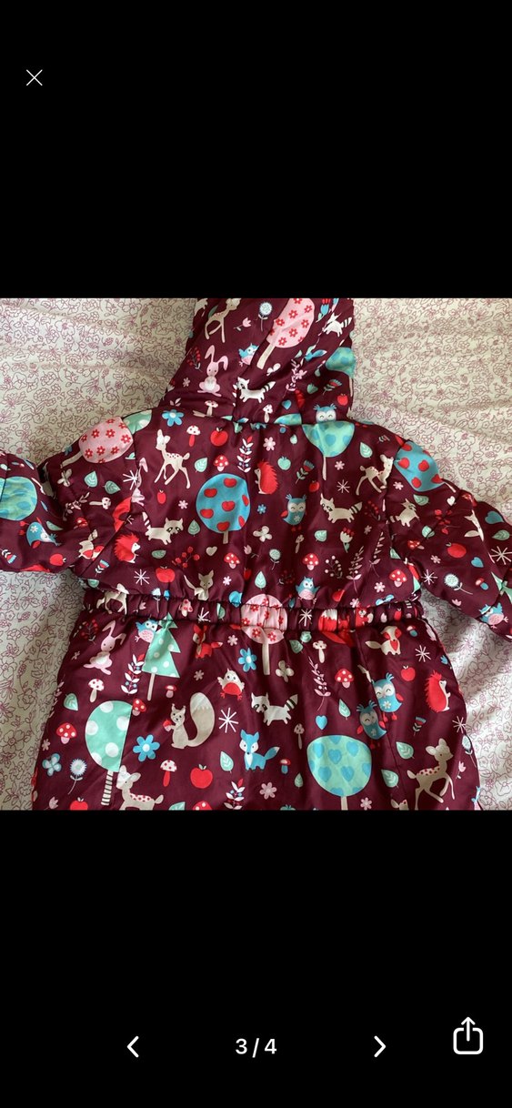 Bordo Baskılı Fermuarlı Bebek mont 2.3 yaş - Görsel 2