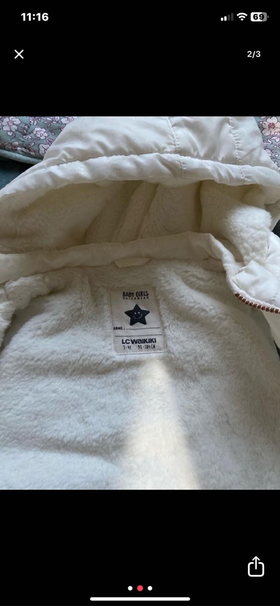 Kız Çocuk Beyaz Kapüşonlu Fermuarlı Yelek - Görsel 2