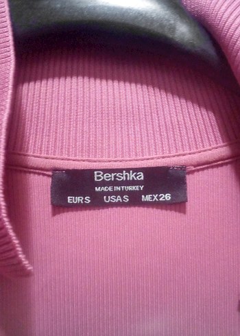 Bershka Pembe V Yaka Kısa Kollu Midi Elbise