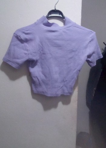 s Beden Mor Fermuarlı Kısa Crop Top