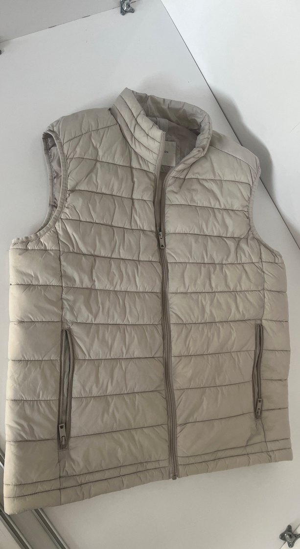 Bej Erkek Kapitone Yelek Fermuarlı - Görsel 3