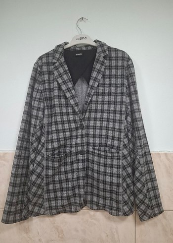 diğer Beden Düğmeli Ekose Desenli Kadın Blazer Ceket
