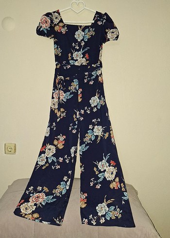 Çiçek Desenli Lacivert Uzun Tulum