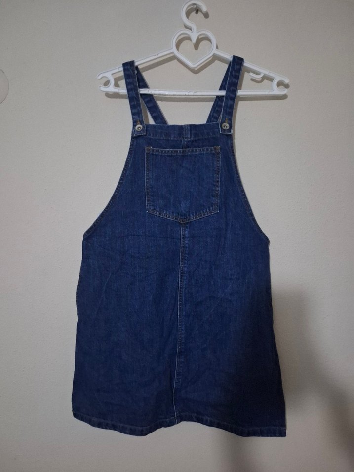 Kadın Lacivert Kot Şort Salopet - Görsel 2