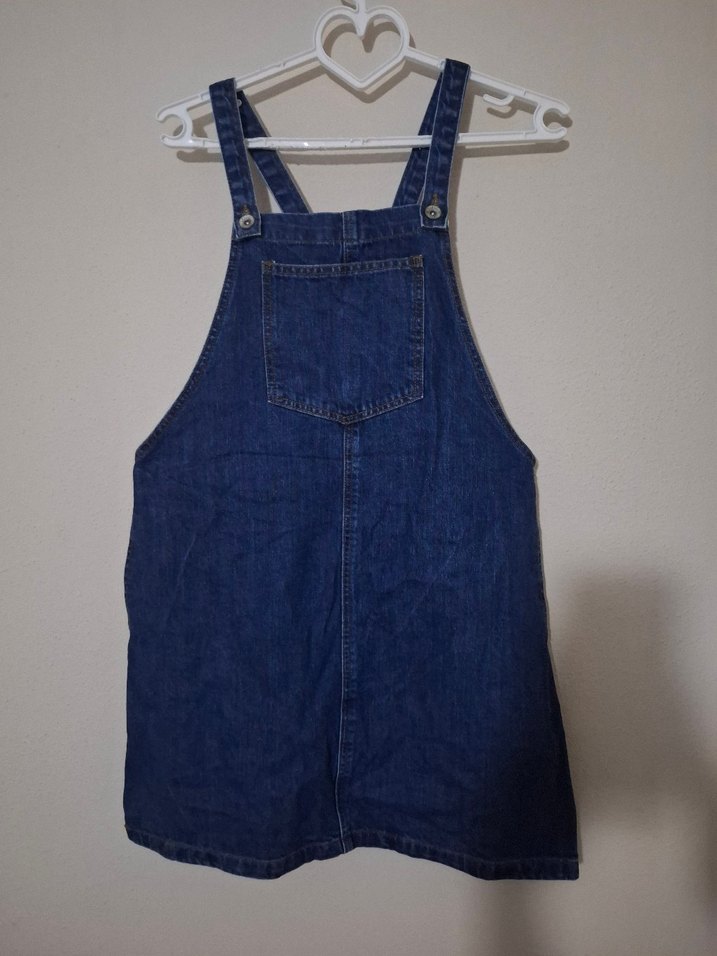 Kadın Lacivert Kot Şort Salopet - Görsel 3