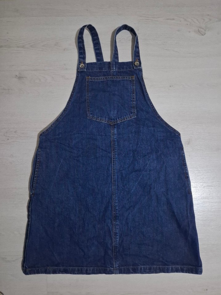 Kadın Lacivert Kot Şort Salopet - Görsel 4