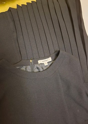 Siyah Pilili Kolsuz Midi Elbise - Görsel 18