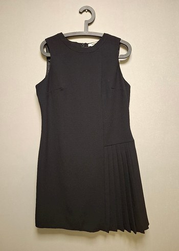 Siyah Pilili Kolsuz Midi Elbise - Görsel 4