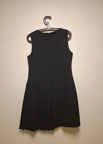 Siyah Pilili Kolsuz Midi Elbise - Görsel 12