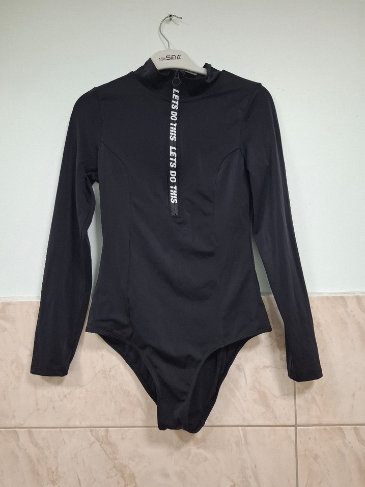 Siyah Uzun Kollu Kadın Mayo - Görsel 4