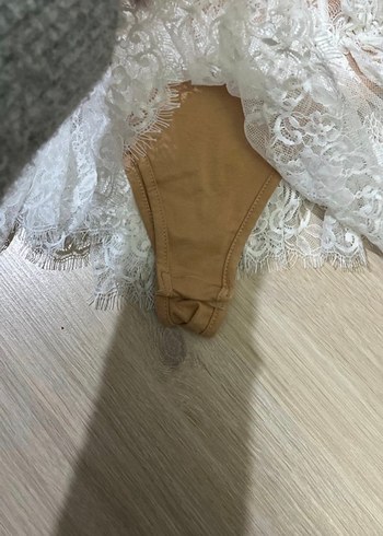 Bej Straplez Mini Dantel Detaylı Elbise - Görsel 7