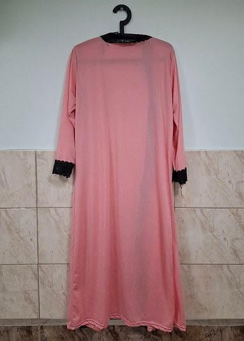 Pembe Uzun Kollu Kadın Bornoz Sabahlık - Görsel 7