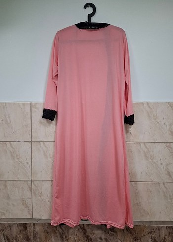 Pembe Uzun Kollu Kadın Bornoz Sabahlık - Görsel 8