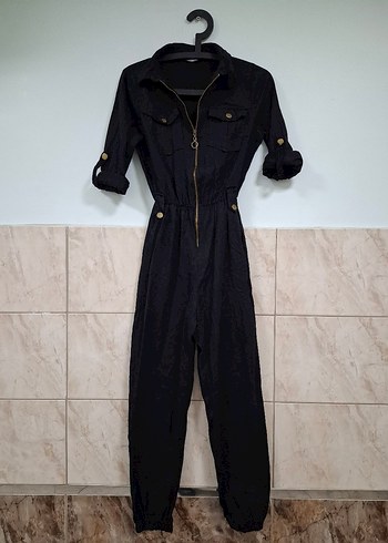 Kadın Siyah Denim Tulum - Görsel 4