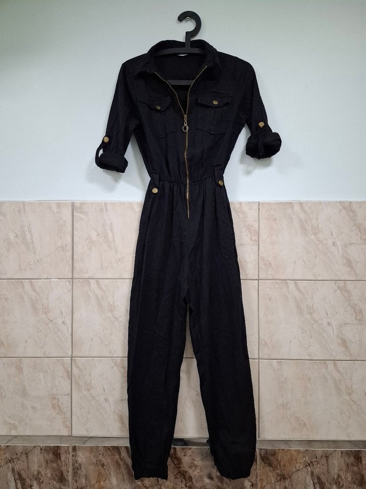 Kadın Siyah Denim Tulum - Görsel 3