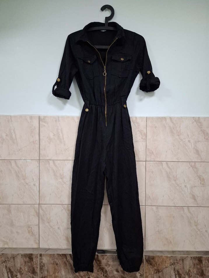 Kadın Siyah Denim Tulum - Görsel 4