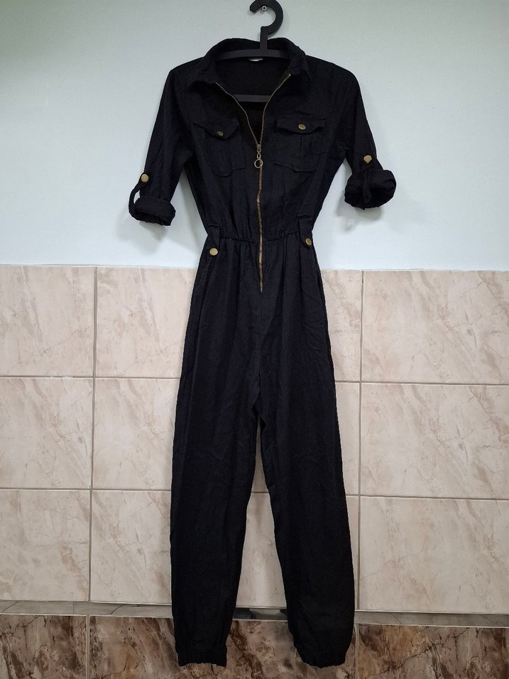 Kadın Siyah Denim Tulum - Görsel 5