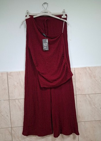 Bordo Tek Omuzlu Pilili 2 Li takım - Görsel 3