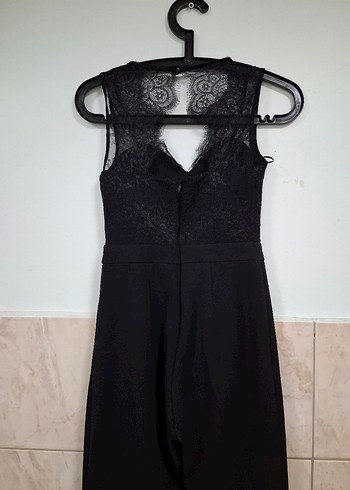 Dantel Detaylı Siyah V Yaka Tulum - Görsel 14