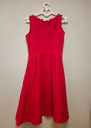 Kırmızı Midi Kolsuz Elbise - Görsel 5