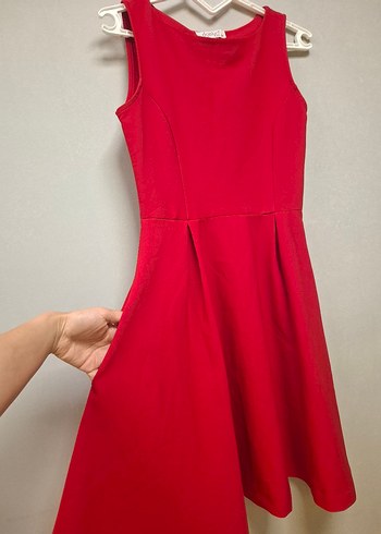 Kırmızı Midi Kolsuz Elbise - Görsel 13