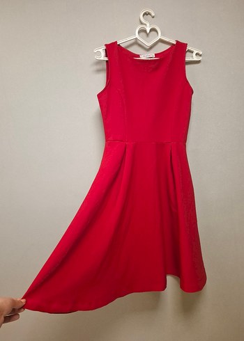 Kırmızı Midi Kolsuz Elbise - Görsel 12