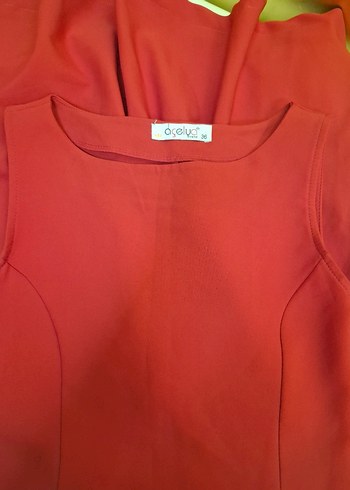 Kırmızı Midi Kolsuz Elbise - Görsel 19