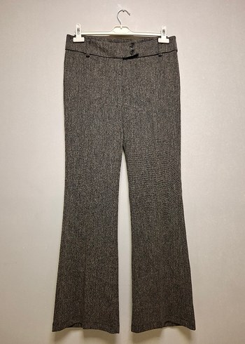 Zara Gri Düğmeli Midi Kadın Kumaş Pantolon