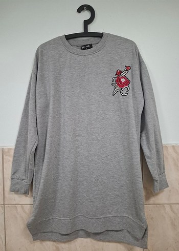 xl Beden gri Renk Gri Nakışlı Kadın Sweatshirt