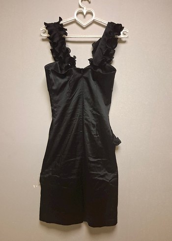 Siyah Fırfırlı Midi Abiye Elbise - Görsel 16